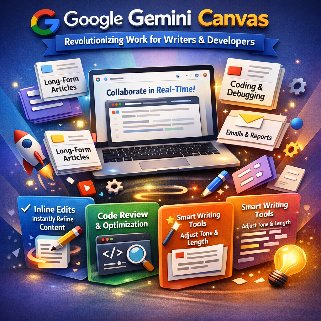 Google Gemini Canvas: 3D Infographic for Writers & Developers